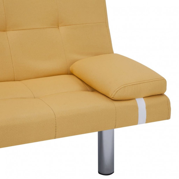 Sofa Bed With Two Pillows Yellow Polyester Image 10