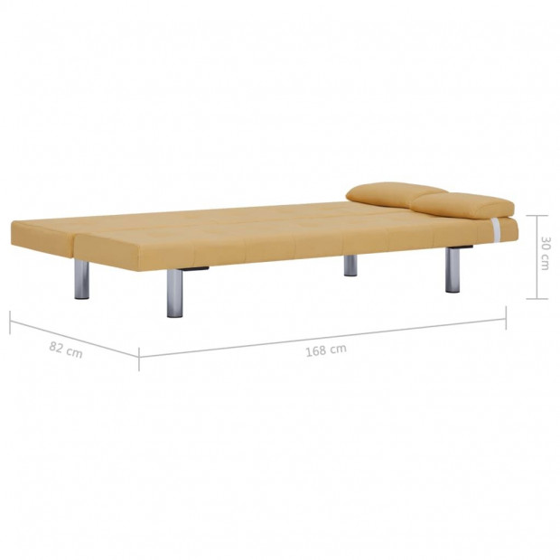 Sofa Bed With Two Pillows Yellow Polyester Image 11
