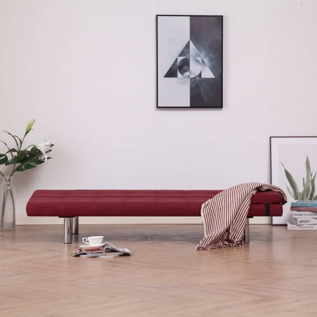 Sofa Bed With Two Pillows Wine Red Polyester Image 3
