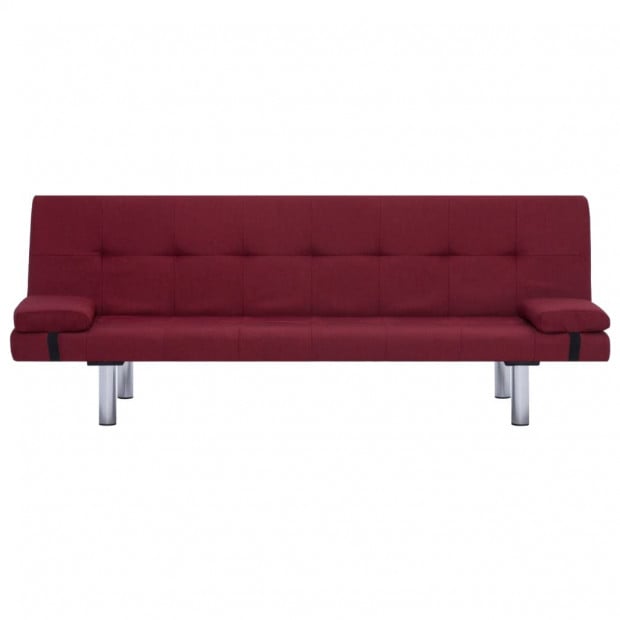 Sofa Bed With Two Pillows Wine Red Polyester Image 6