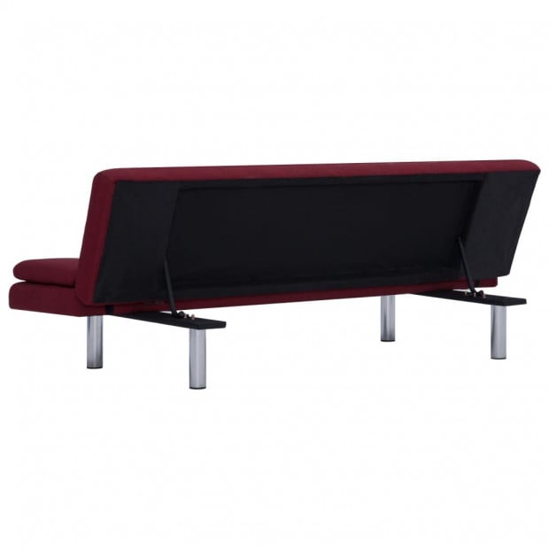 Sofa Bed With Two Pillows Wine Red Polyester Image 7