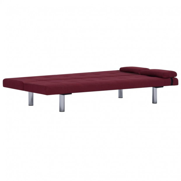 Sofa Bed With Two Pillows Wine Red Polyester Image 8