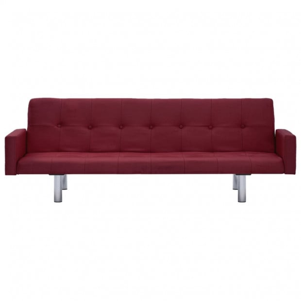 Sofa Bed With Armrest Wine Red Polyester Image 5