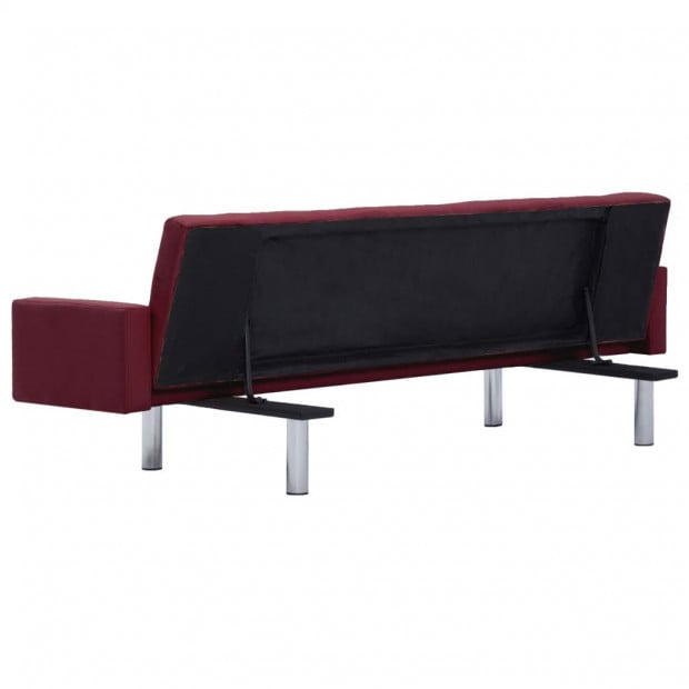 Sofa Bed With Armrest Wine Red Polyester Image 6