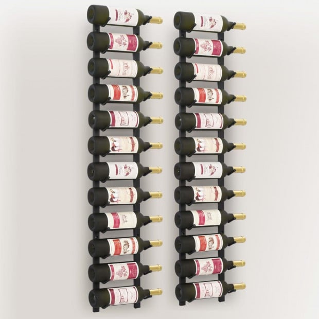 Wall Mounted Wine Racks For 12 Bottles 2 Pcs Black Iron Image 3