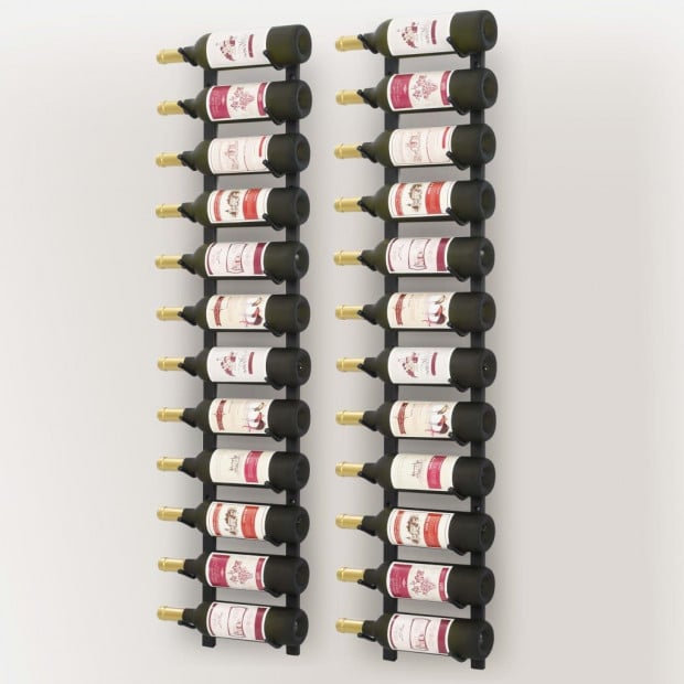 Wall Mounted Wine Racks For 12 Bottles 2 Pcs Black Iron Image 4