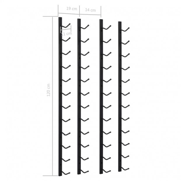 Wall Mounted Wine Racks For 12 Bottles 2 Pcs Black Iron Image 6