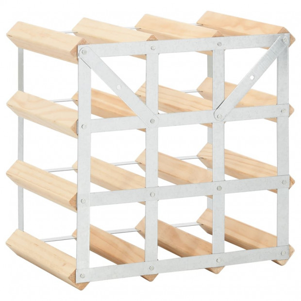 Wine Rack For 12 Bottles Solid Pinewood Image 3