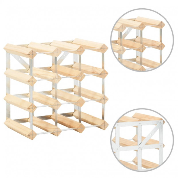 Wine Rack For 12 Bottles Solid Pinewood Image 4