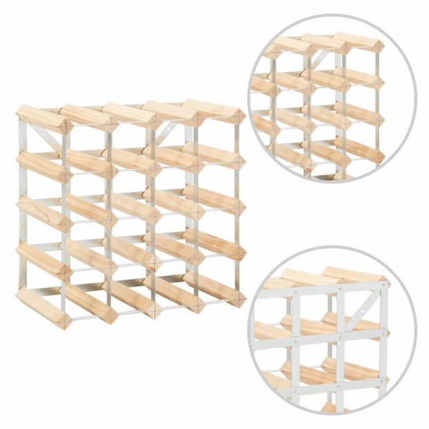 Wine Rack For 20 Bottles Solid Pinewood Image 4