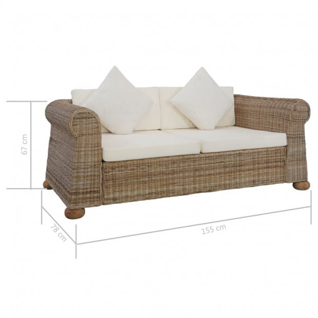2-seater Sofa With Cushions Natural Rattan Image 8