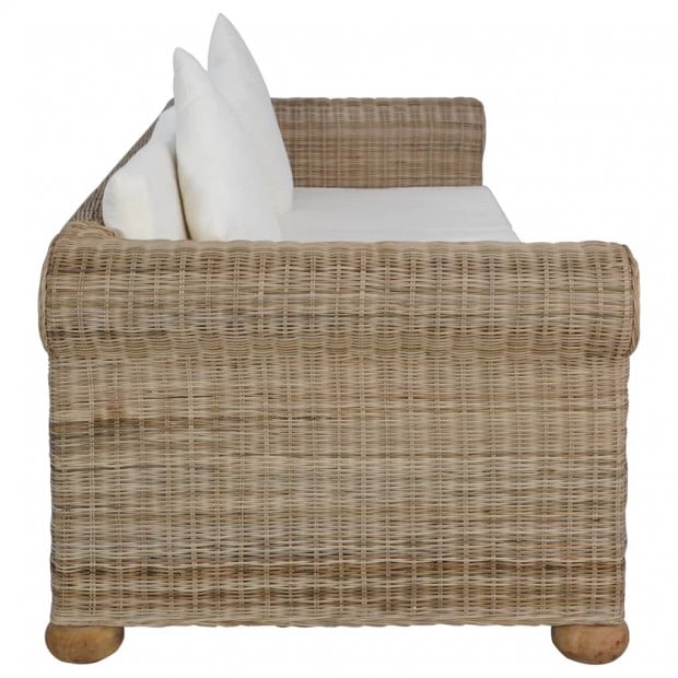 3-seater Sofa With Cushions Natural Rattan Image 4