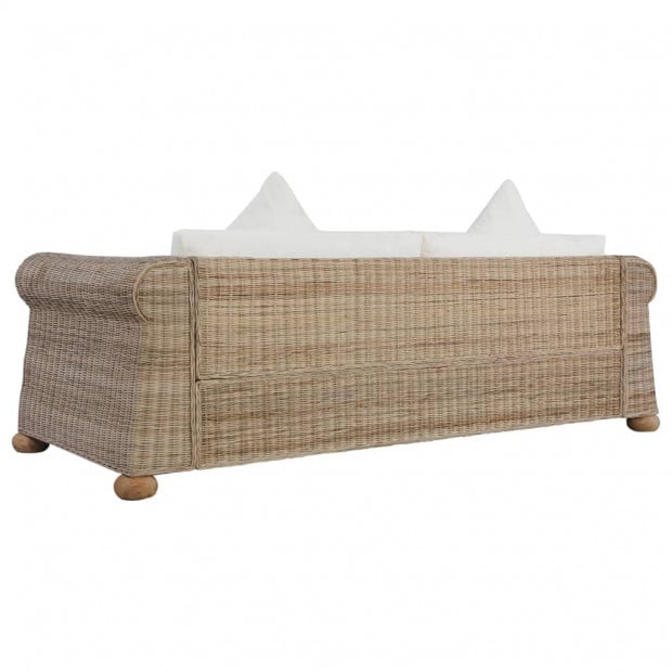 3-seater Sofa With Cushions Natural Rattan Image 5