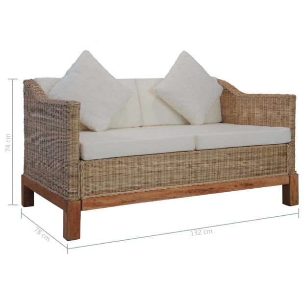 2-seater Sofa With Cushions Natural Rattan Image 8