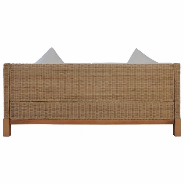 3-seater Sofa With Cushions Natural Rattan Natural Image 3