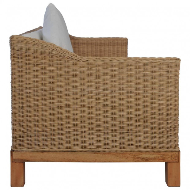 3-seater Sofa With Cushions Natural Rattan Natural Image 4