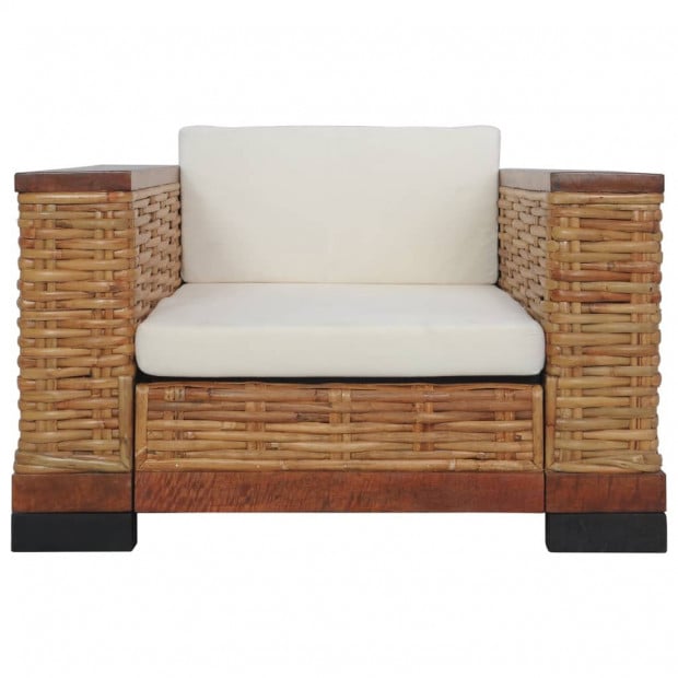 Armchair With Cushions Brown Natural Rattan Image 3