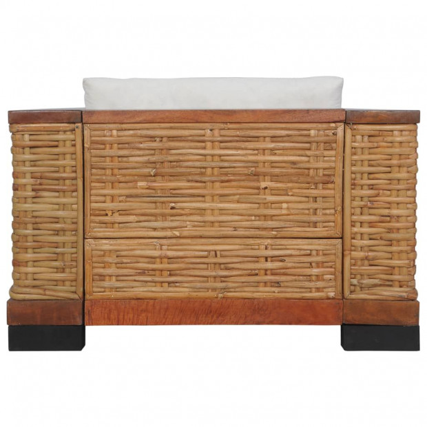 Armchair With Cushions Brown Natural Rattan Image 4