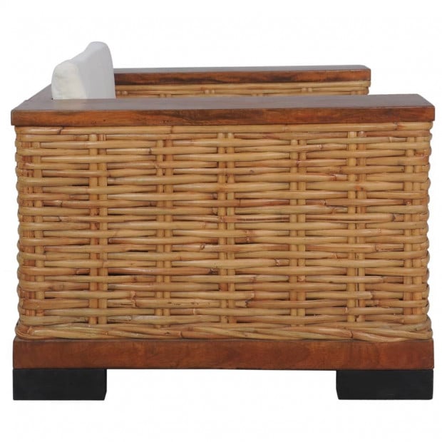 Armchair With Cushions Brown Natural Rattan Image 5