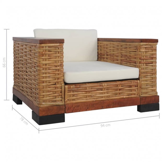 Armchair With Cushions Brown Natural Rattan Image 9