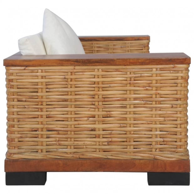 2-seater Sofa With Cushions Brown Natural Rattan Image 4