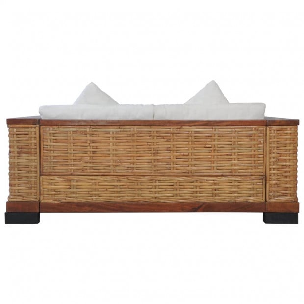 2-seater Sofa With Cushions Brown Natural Rattan Image 5