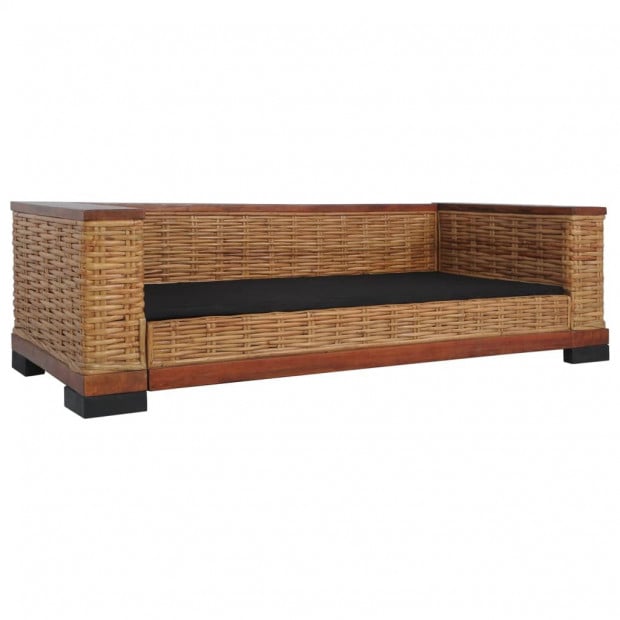 3-seater Sofa With Cushions Brown Natural Rattan Image 5