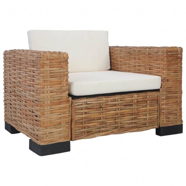 Armchair With Cushions Natural Rattan Brown Image 2