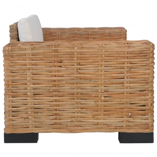 Armchair With Cushions Natural Rattan Brown Image 3