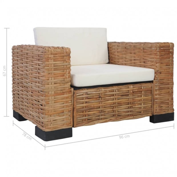 Armchair With Cushions Natural Rattan Brown Image 9