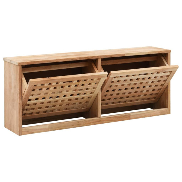 Shoe Storage Bench 94x20x38 Cm Solid Walnut Wood Image 2
