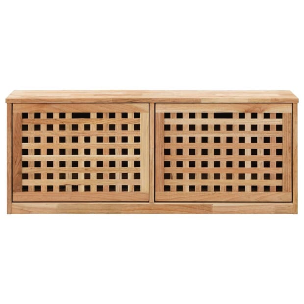 Shoe Storage Bench 94x20x38 Cm Solid Walnut Wood Image 3
