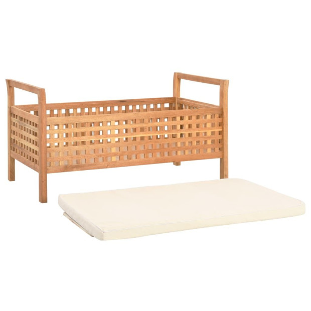 Storage Bench 93x49x49 Cm Solid Walnut Wood Image 4