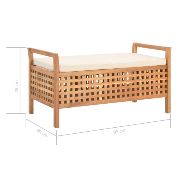 Storage Bench 93x49x49 Cm Solid Walnut Wood Image 8