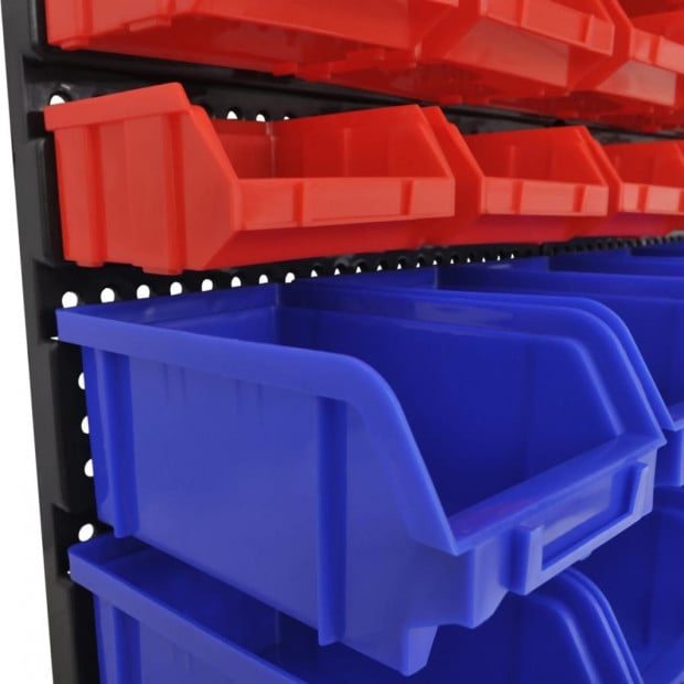 Wall Mounted Garage Plastic Storage Bin Set 30 Pcs Blue & Red Image 6
