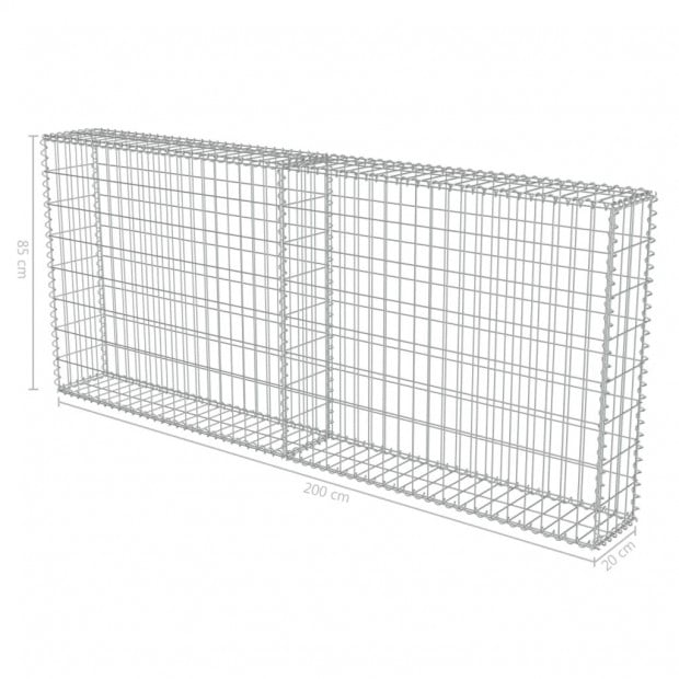 Gabion Wall With Covers Galvanised Steel 200x20x85 Cm Image 6