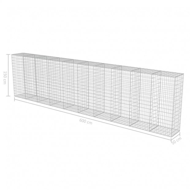 Gabion Wall With Covers Galvanised Steel 600x50x150 Cm Image 6