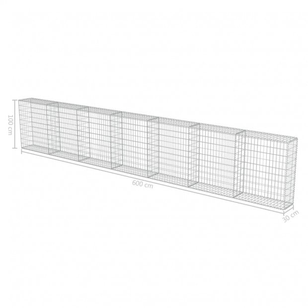 Gabion Wall With Covers Galvanised Steel 600x30x100 Cm Image 6