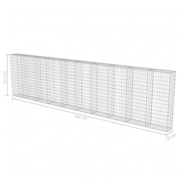 Gabion Wall With Covers Galvanised Steel 600x30x150 Cm Image 6