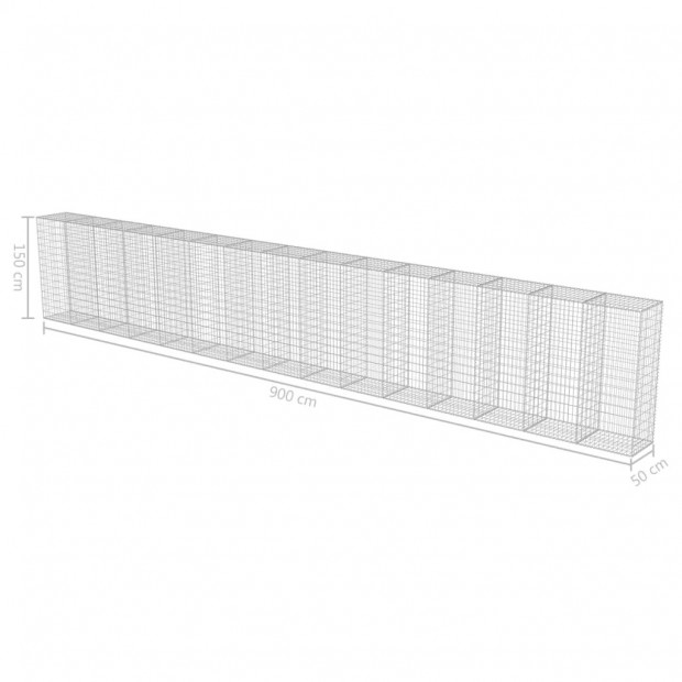 Gabion Wall With Covers Galvanised Steel 900x50x150 Cm Image 6