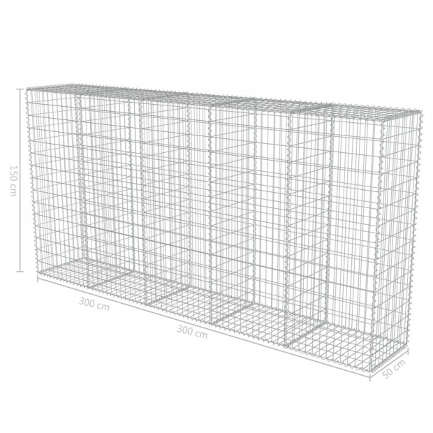 Gabion Wall With Covers Galvanised Steel 300x50x150 Cm Image 6