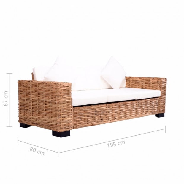 3-seater Garden Sofa Natural Rattan Image 5