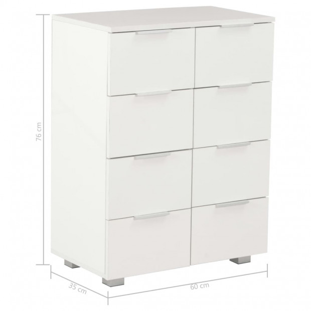 Sideboard High Gloss White 60x35x76 Cm Chipboard Image 9