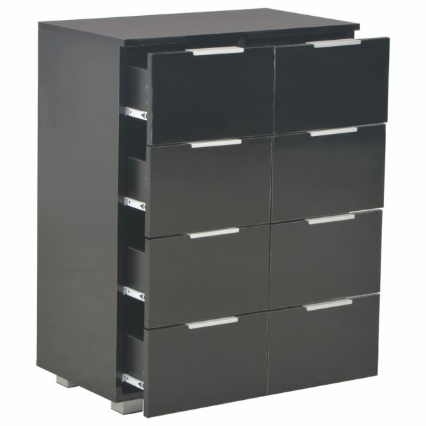 Sideboard High Gloss Black 60x35x76 Cm Chipboard Image 7