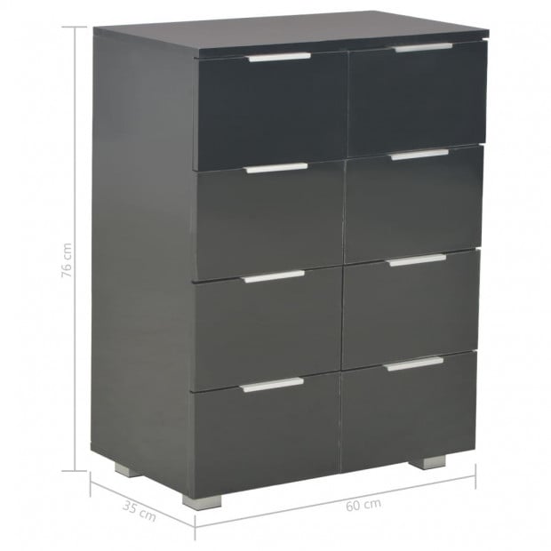 Sideboard High Gloss Black 60x35x76 Cm Chipboard Image 9