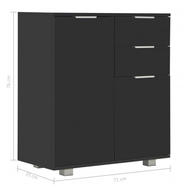 Sideboard High Gloss Black 71x35x76 Cm Chipboard Image 9