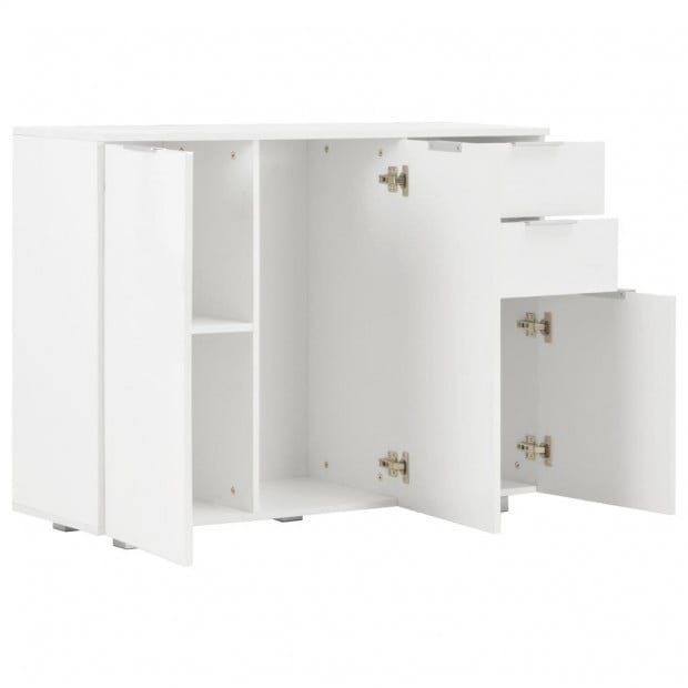 Sideboard High Gloss White 107x35x76 Cm Image 5