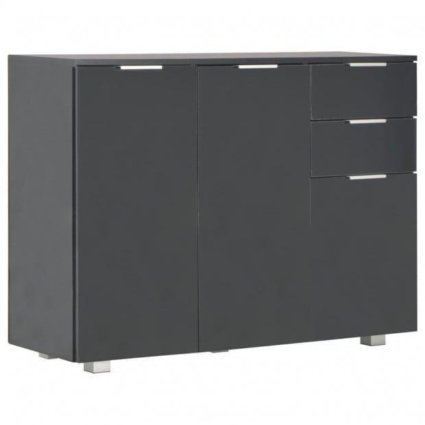Sideboard High Gloss Black 107x35x76 Cm