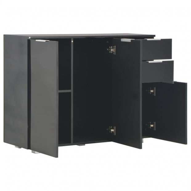 Sideboard High Gloss Black 107x35x76 Cm Image 5