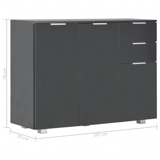 Sideboard High Gloss Black 107x35x76 Cm Image 9